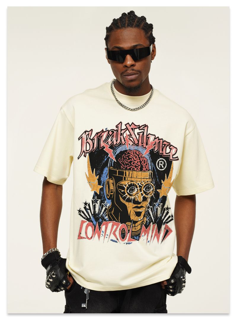 Vêtements pour hommes 2025 Cross Border Summer Frankenstein American Street Washed Old Direct Injection Printing Heavy Weight Col rond Manches courtes Hommes_voghion.com