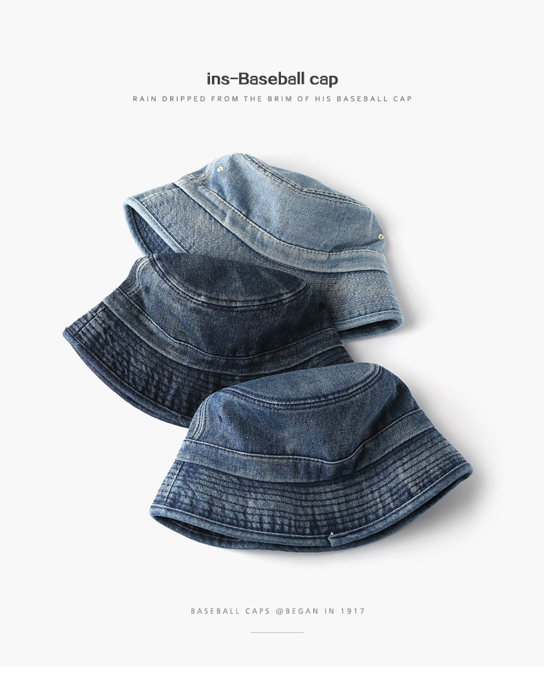 Sport e tempo libero Cappello da bacino in denim lavato da donna Tendenza della moda giapponese Protezione solare per esterni Cappello da pescatore ombreggiante, Cappello da pescatore_voghion.com