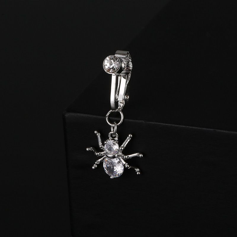 Anello per ombelico sexy Anello per ombelico con ragno punzonatura gratuita senza foro Ciondolo in zircone intarsiato in rame per gioielli per il corpo delle donne_voghion.com
