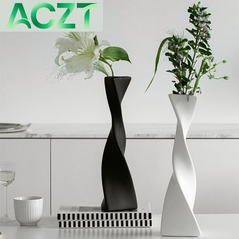 Elegante Keramikvase in Schwarzweiß – Drehbarer, hochwertiger Halter für stimmungsvolle Arrangements und Dekorationen
ACZT_voghion.com
