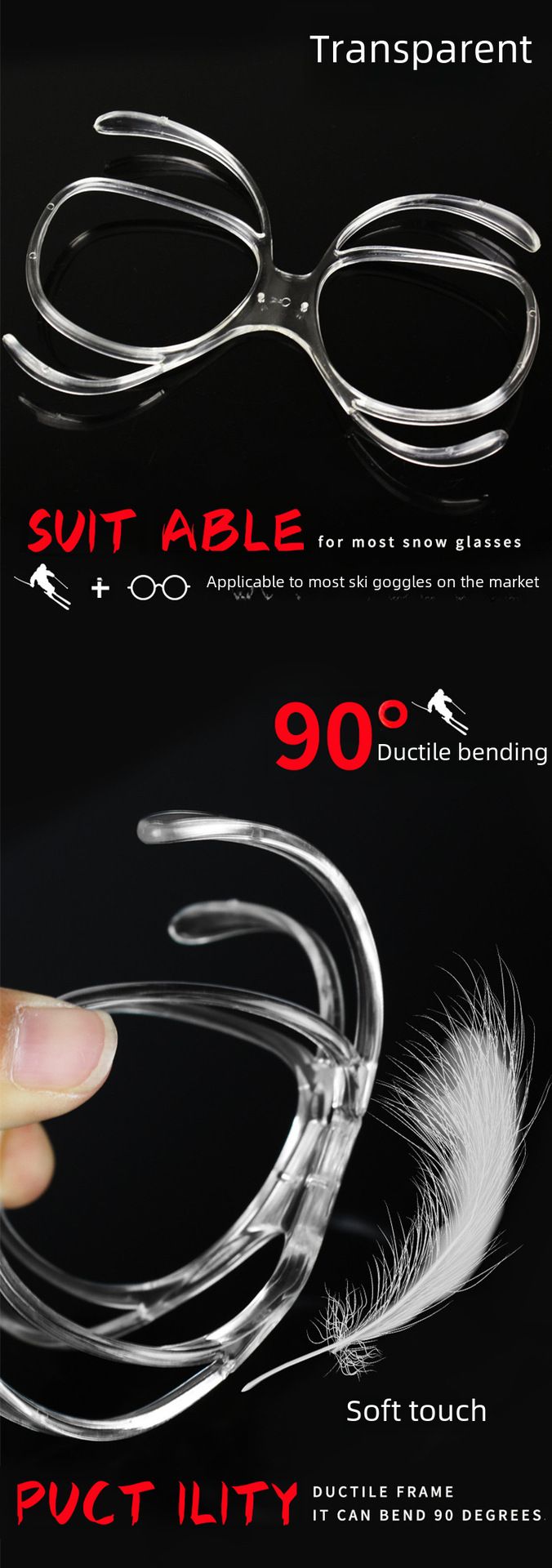 Goggles Ski Mya adapter TR90 Adjustable/ski goggles mya inner frame_voghion.com