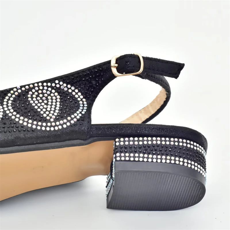 Women's low heeled sandals with evening bag matching drill button_voghion.com