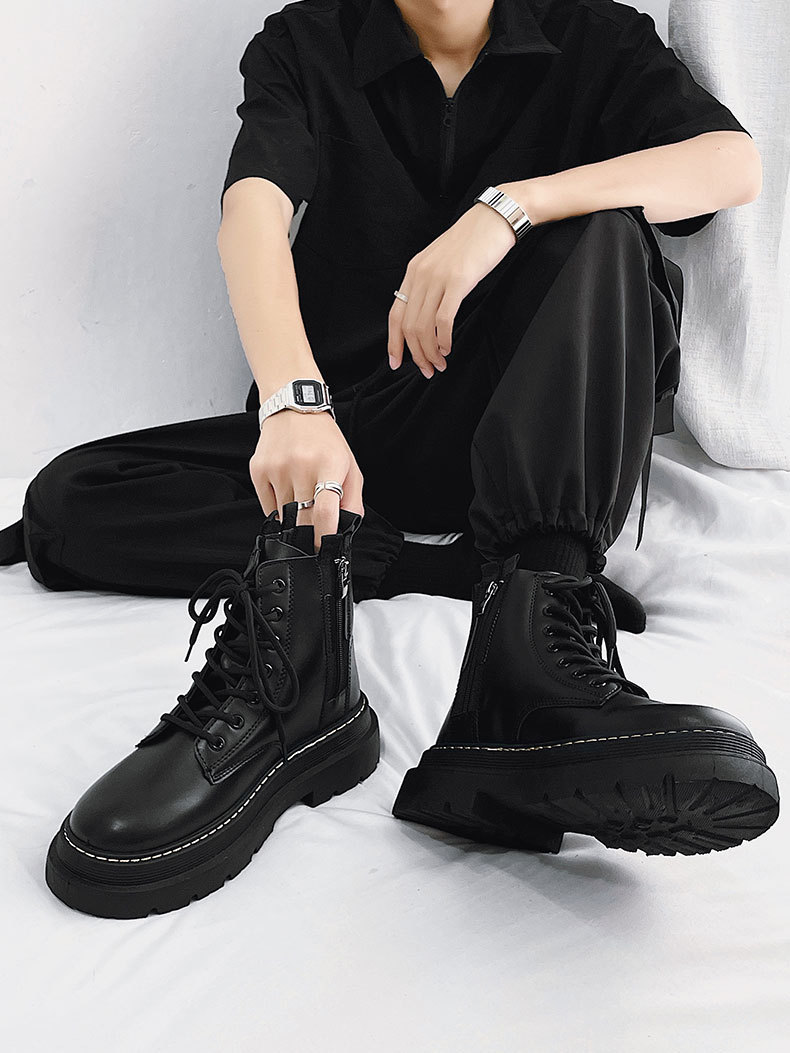 Scarpe da uomo, stivali Martin, stivali da motociclista in stile britannico, stivali alti in pelle, stivali alla moda per l'autunno e l'inverno, stivali da lavoro di grandi dimensioni_voghion.com