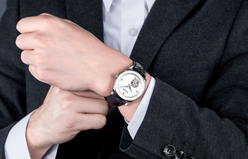 MEGIR Mode Lederband Armbanduhr Für Männer Große Zifferblatt Saphir Automatische Mechanische Uhr Uhr Relogio Masculino 62059_voghion.com