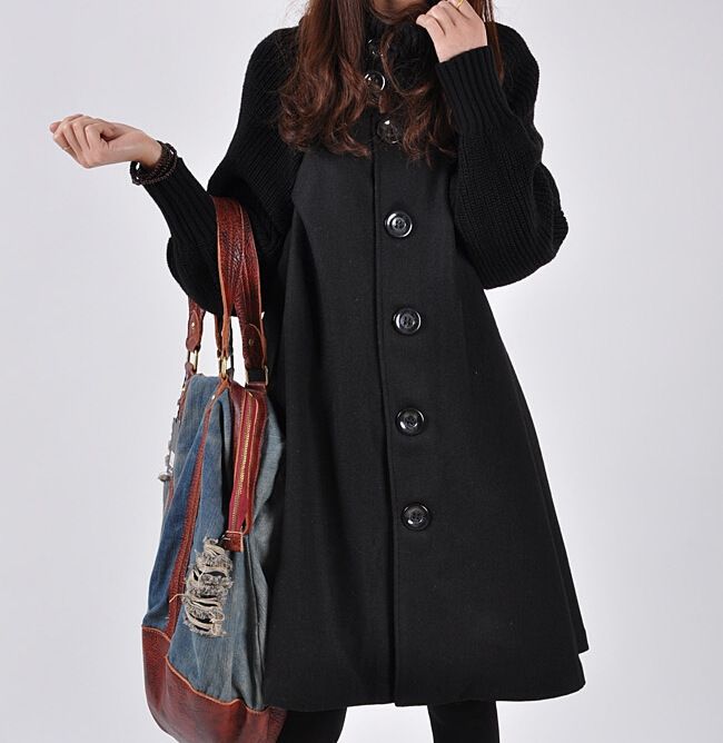 2023 Autumn Winter New Korean Style Plus Size Women's Mid-Length Loose Wool Cape Woolen Trench Coat Jacket_voghion.com