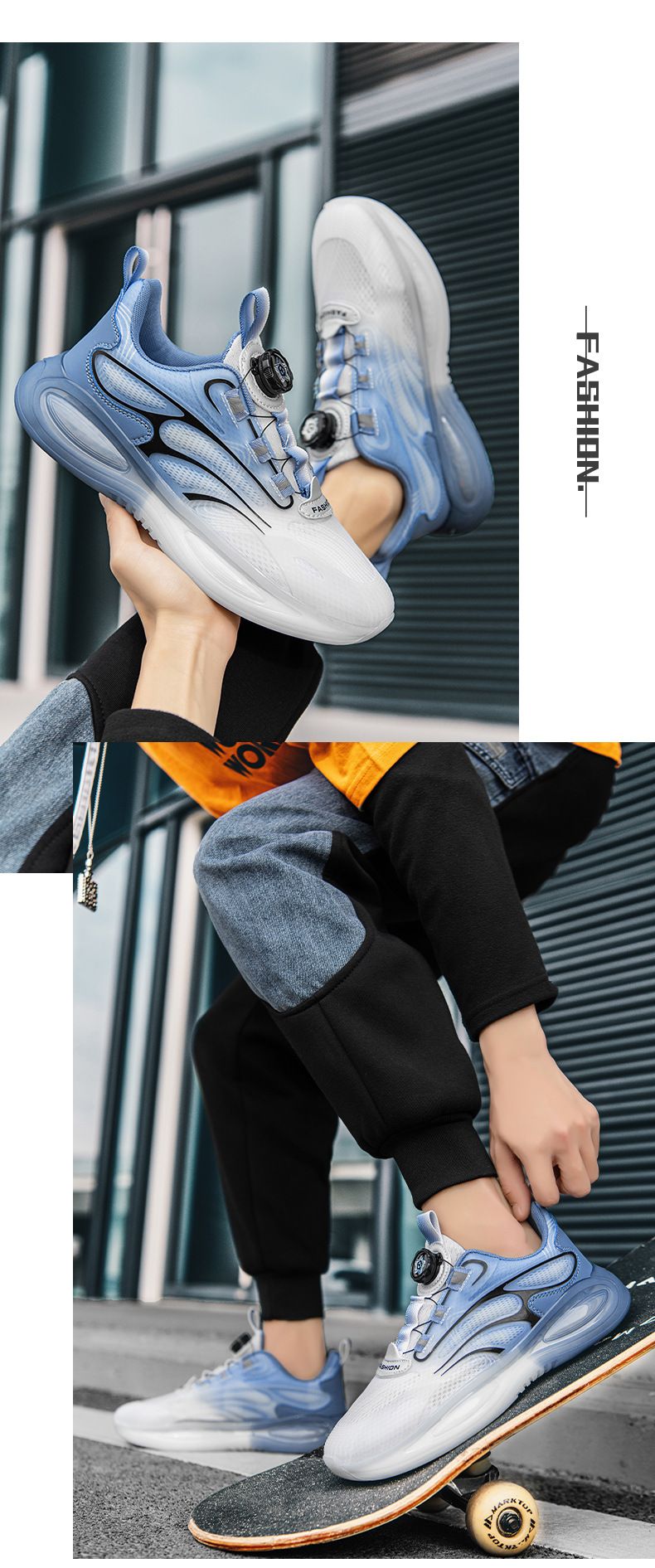 Herren Sommer rotierenden Knopf Mesh weiß Casual Sport Herren atmungsaktiv Frühjahr neue weiche Sohlen Laufschuhe_voghion.com