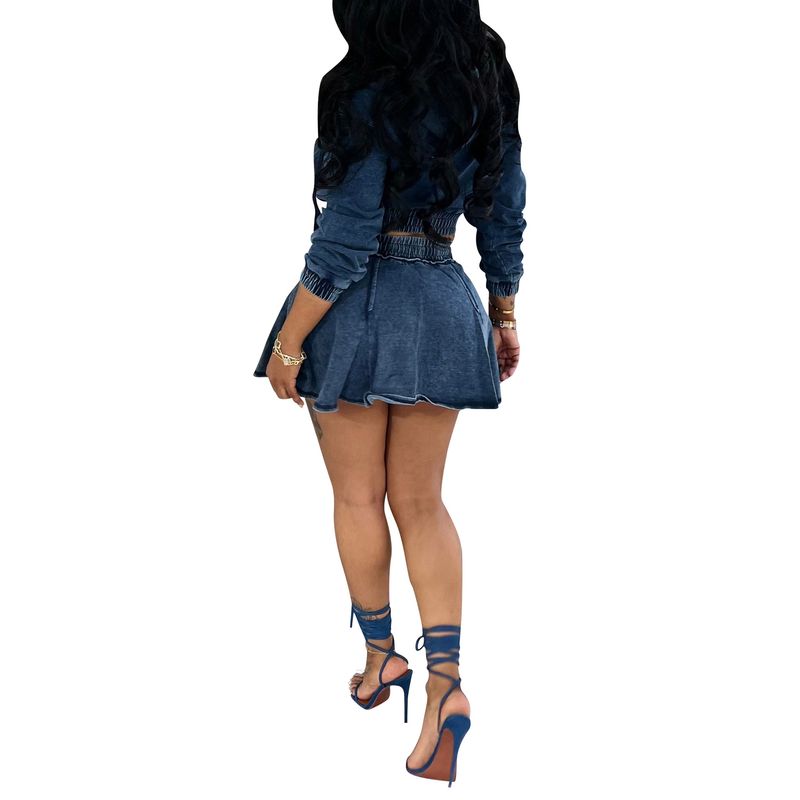 Dameskleding Denim Rok Pak Gewassen Denim Jas Sexy Korte Rok Lente Herfst Zomer_voghion.com