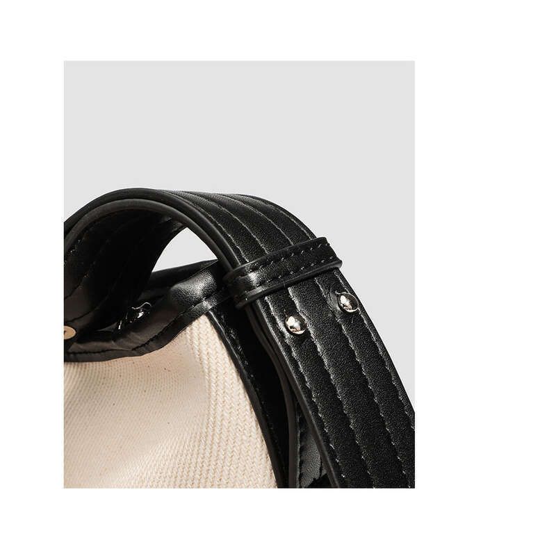 Bags 2025 New Niche Canvas Splicing Large Bucket Wide Strap Fashionable Hundred Stripes Shoulder Bag_voghion.com