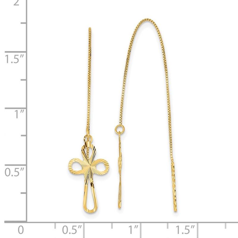 14k Polished D/C Box Chain W/Cross Threader Earrings_voghion.com