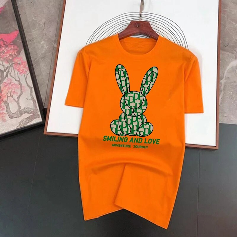 2024 Summer Brand Funny Rabbit 100% bomull Herr-T-shirt för män Kortärmad T-shirt T-shirt Topp T-shirt Kläder_voghion.com