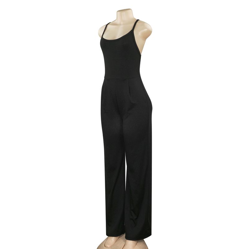 W293JP 2025 Spring New Fashionable Sexy Women's Slim Fit Jumpsuit With Backless Suspender And Straight Leg Pants_voghion.com