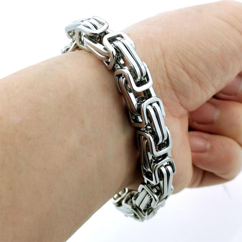Bracciale da uomo in acciaio inossidabile con catena solida originale di colore da 10 mm di larghezza_voghion.com