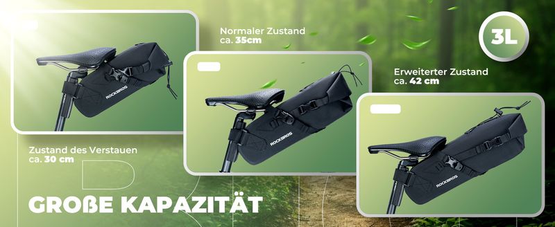 Borsa da sella ROCKBROS 3L, borsa portapacchi per bicicletta, borsa da viaggio per biciclette_voghion.com