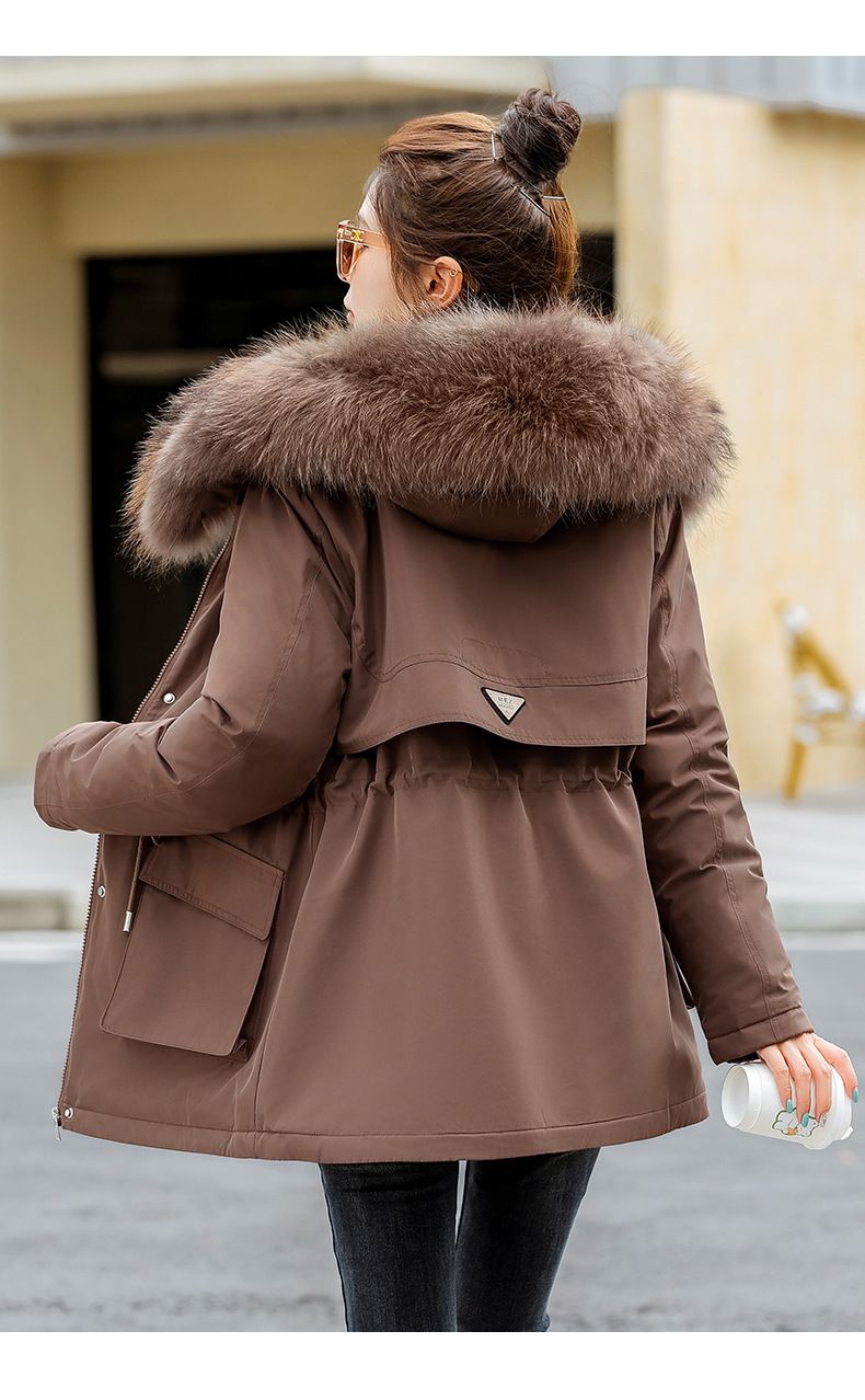 Parka invernale da donna con cappuccio staccabile in pelliccia sintetica, cappotto lungo e ampio, piumino in poliestere spesso per il freddo_voghion.com