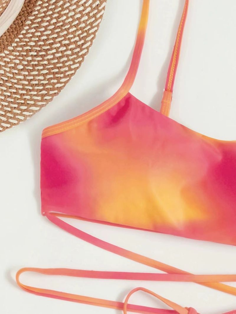 Women's Clothing Tie Dye Bikini Swimsuit Women's Three Piece Mesh Skirt Split Bikini_voghion.com