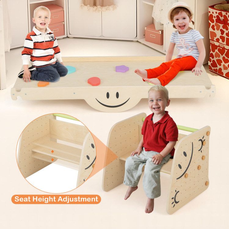 Wooden Climbing Toy Triangle Climber Set with Seesaw_voghion.com