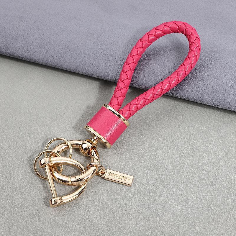 Car Key Chain Pendant Women's Men's High End Personality Creative Braided Leather Car Key Chain Cute Ins Internet Celebrity_voghion.com