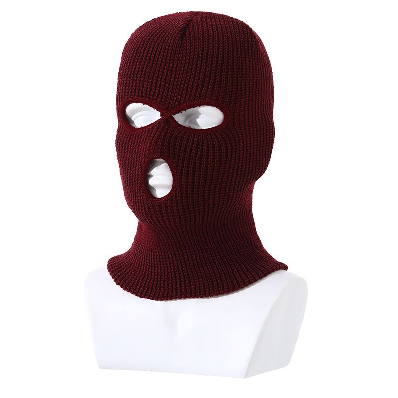 Winter warme stricken Balaclava Hut Stricken Kopf Drei-Loch-Mütze Ski-Maske_voghion.com