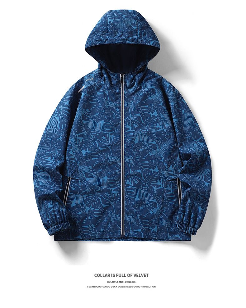 Outdoor Couple's Windbreaker Jacket Unisex Trendy Camouflage Large Size Zipper Hooded Casual Versatile_voghion.com