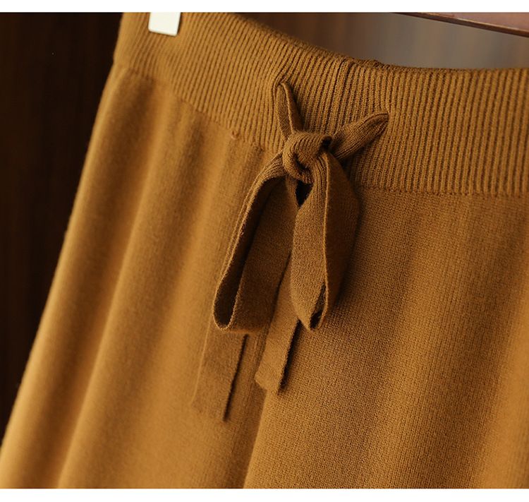 2025 Autumn Winter New Wide-leg For Women Loose Plus Size Casual High-waist Women's Thickened Knitted Pants Attire_voghion.com