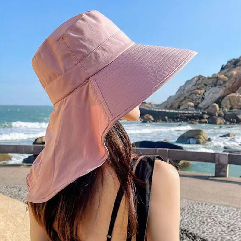 Womens Summer Flap Cover Cap Cotton UPF 50+ Sun Shade Hat Outdoor Fishing Hiking UV Anti Neck Protection Shawl Visor Cap_voghion.com