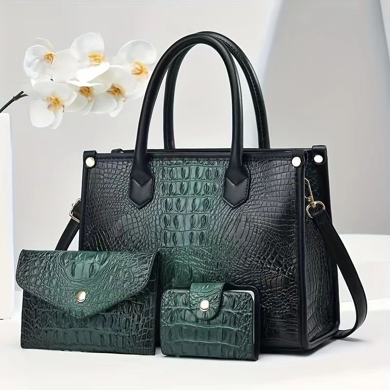 Torebki damskie Nowa torebka damska na ramię z fakturą krokodyla, crossbody, duża pojemność, trzyczęściowa torba dla matki i dziecka_voghion.com