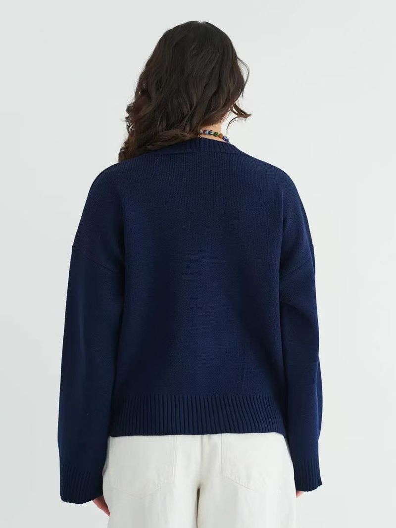 Cardigan en tricot à col en V et poches pour femme - Pull oversize doux et confortable pour l'automne et l'hiver, élégant, coupe ample, décontracté, manches longues, ouvert sur le devant_voghion.com