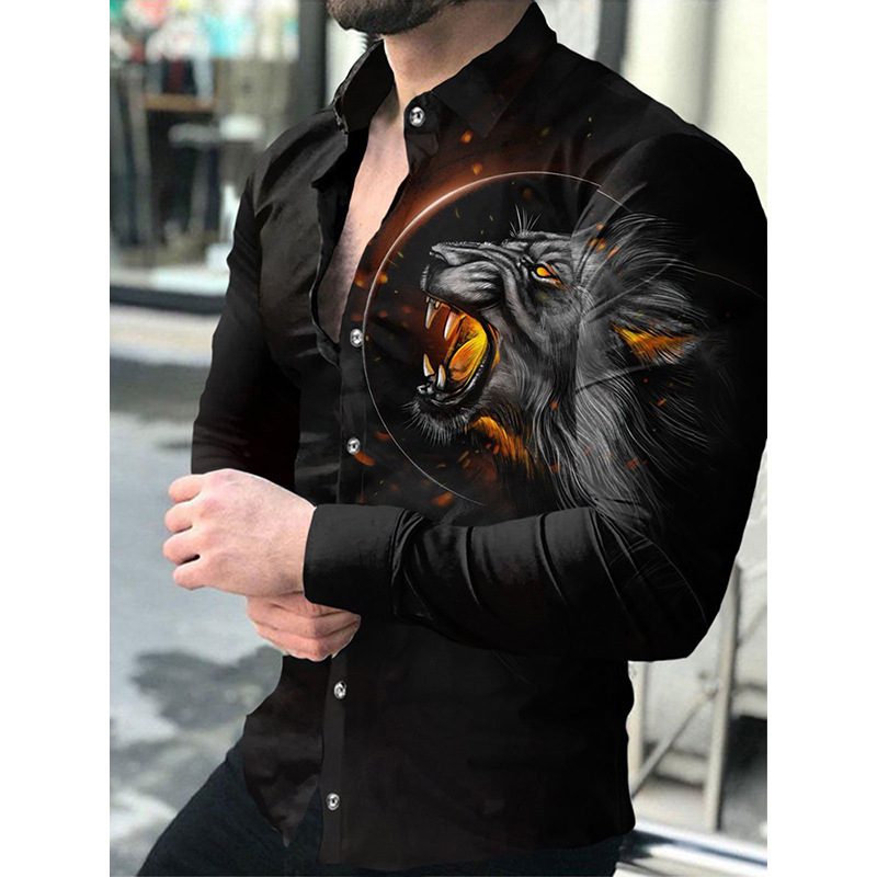 2023 New Spring Autumn Men's Long sleeved Flower Large and Thin Top Gradient Print Shirt_voghion.com