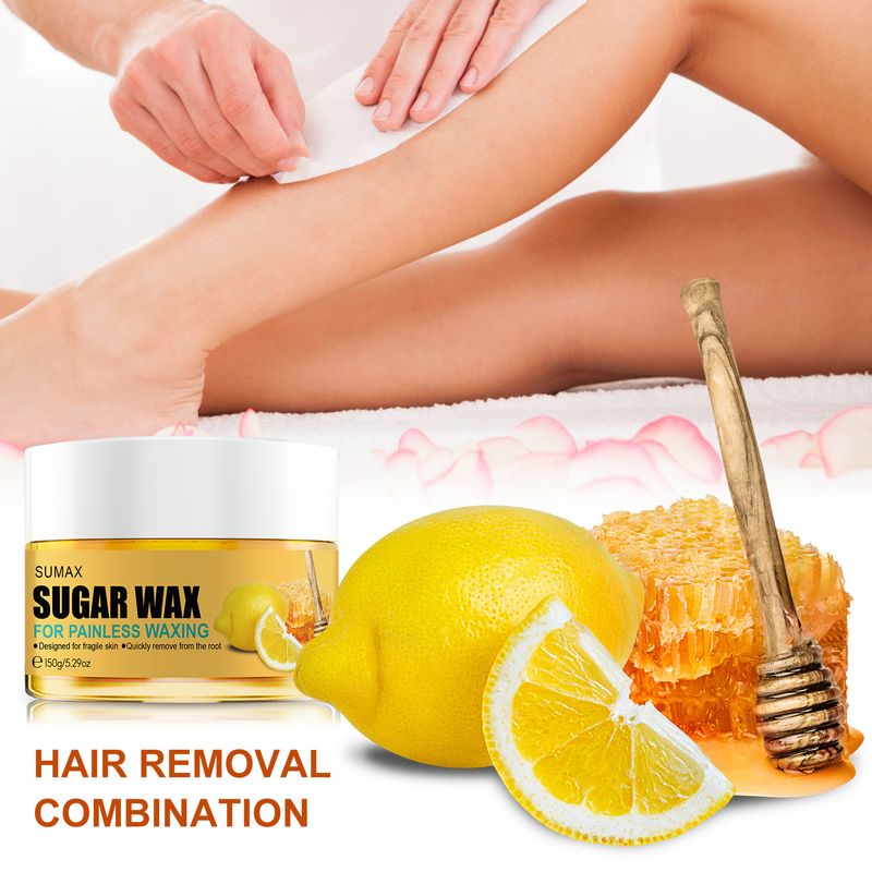 Honey Lemon Sugar Wax, Pure Natural Honey Wax Hair Removal Cream, Suitable For Leg, Chest, Hand, And Underarm Hair Removal, With A Scraper_voghion.com