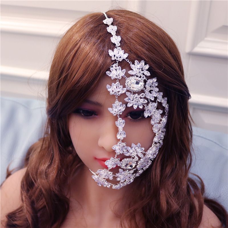 Ins blogger's exaggerated fashion rhinestone half face Halloween dance accessory mask_voghion.com