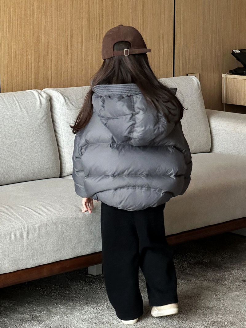 Daunenjacke für Mädchen, 90, weiße Entendaunen, dick, warm, kurz, stilvoll, Wintermantel für Kinder_voghion.com