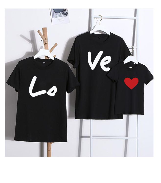 Vecāku un bērnu apģērbs, vasaras stila, trīs vai četru cilvēku ģimenes apģērbs, moderns, mīlestības pilns, piejūras atvaļinājums, liela izmēra, mazuļa īsroku T-krekls_voghion.com