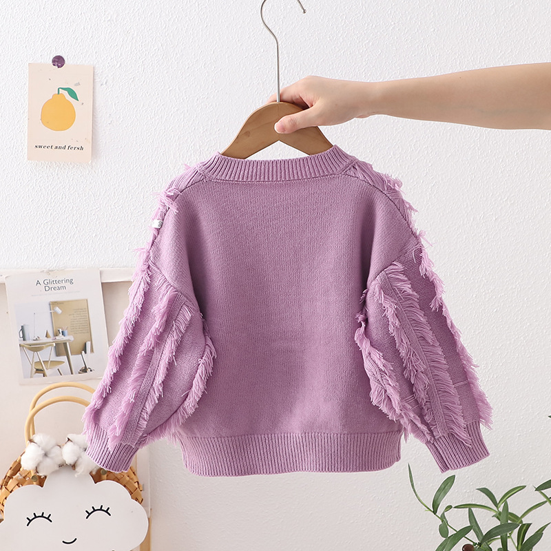 Ema ja lapsed Uus sügisene laste kampsun ja kardigan Välismaise stiili narmastega kootud kardigan ja beebimantel_voghion.com