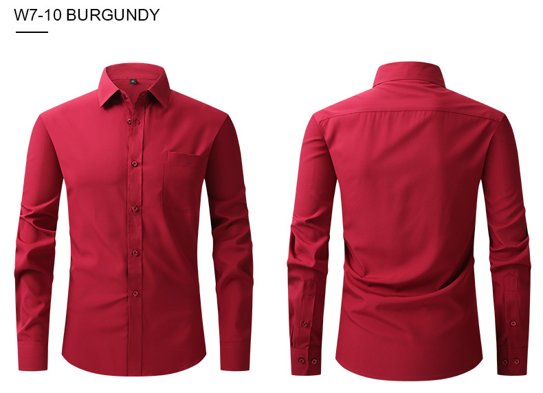 Camicia elasticizzata su quattro lati, da uomo, stile business casual, a maniche lunghe, camicia professionale da uomo_voghion.com
