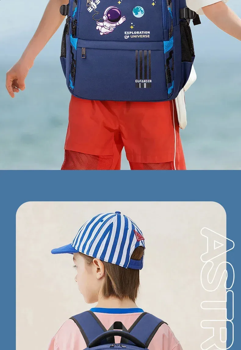 Rucksack für Grundschüler, Schulrucksack für Jungen, wasserdicht, mit Büchertasche, Lunchtasche und Federmäppchen_voghion.com