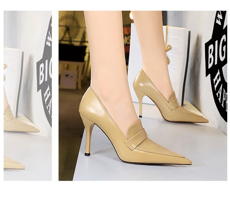 958-1 Wind Women's Pointed Toe, Shoes, High Heels, Slim Fit, Deep Mouth Single Shoes_voghion.com