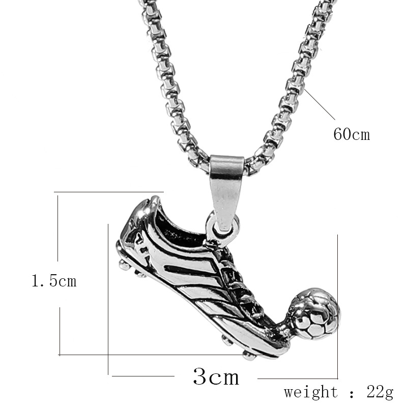 Colar com pingente de chuteira de futebol punk fashion para homens, gargantilha de futebol hip hop, corrente, acessórios de joias para meninos, presente_voghion.com