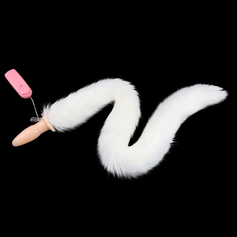 Sex Produkte Weiß Künstliche Pelz Schwanz Butt Plug Fleisch Farbige Vibration Weibliche Butt Plug Requisiten Vibration Gerät_voghion.com