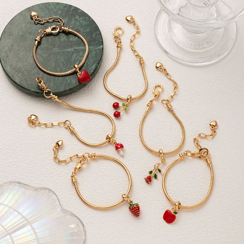 Bracelet tendance pour femme, bijou fraise et cerise, pendentif goutte d'huile colorée, bracelet de la série Fruit qui conserve la couleur_voghion.com
