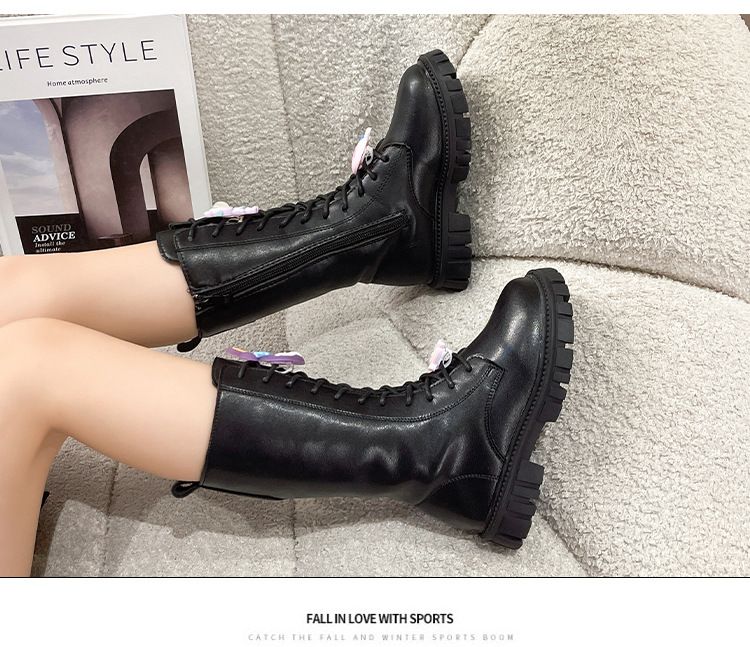 Kinderschuhe Mädchenstiefel Kinderstiefel Neue Plus Samt Mittlere und große Kinderstiefel Zwei Baumwollstiefel Hohe Stiefel Alle Match Lederstiefel_voghion.com