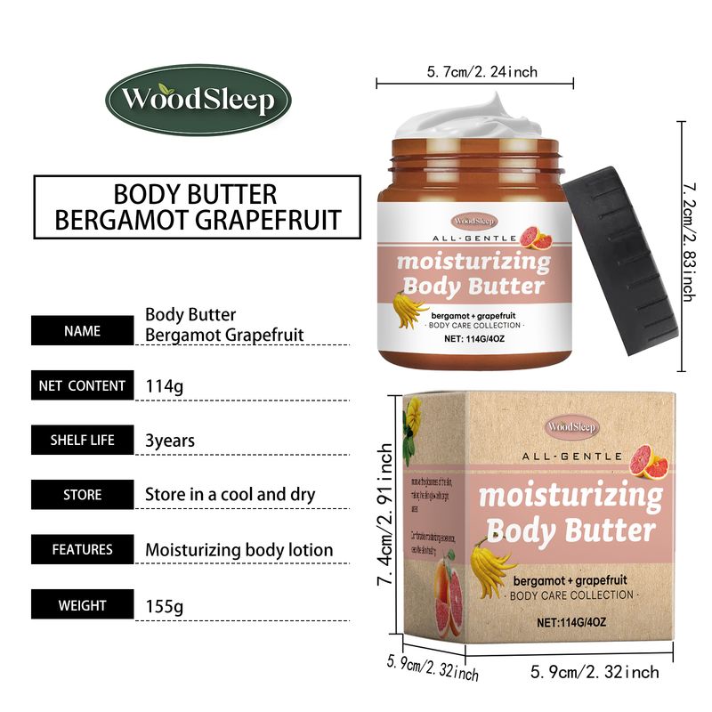 WoodSleep Body Butter Moisturizer With Bergamot And Grapefruit Flavor Hydrates And Moisturizes Skin All Over_voghion.com