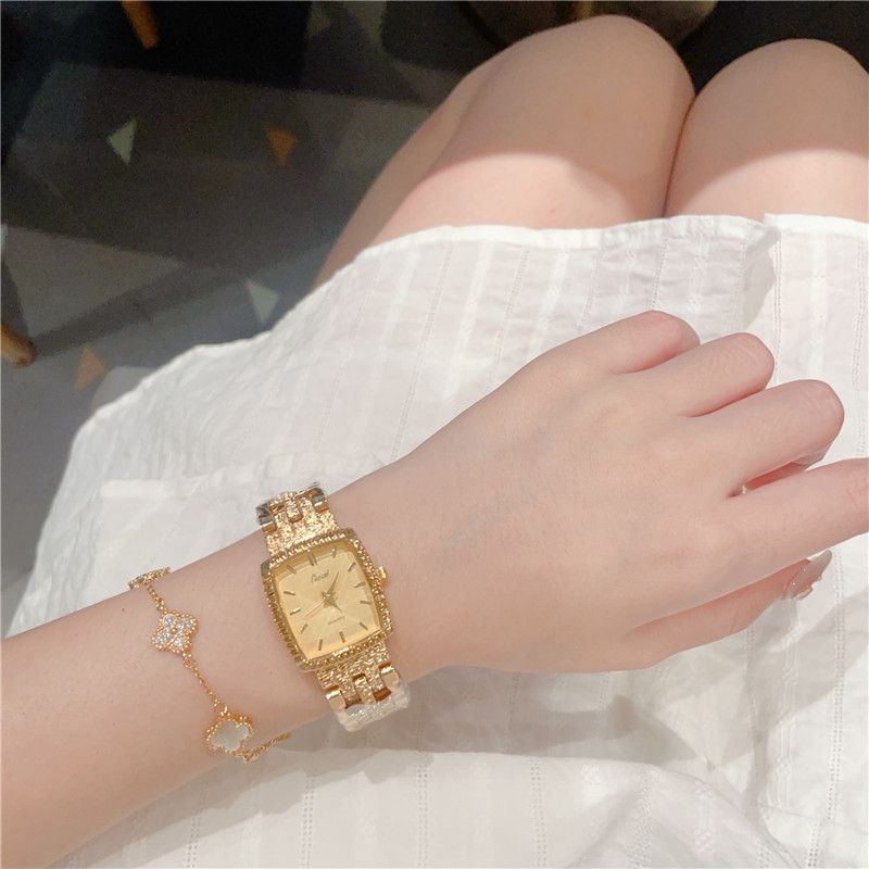 Orologi da donna quadrati piccoli verdi, orologio da donna al quarzo per il tempo libero, orologio da donna di lusso con luce media_voghion.com