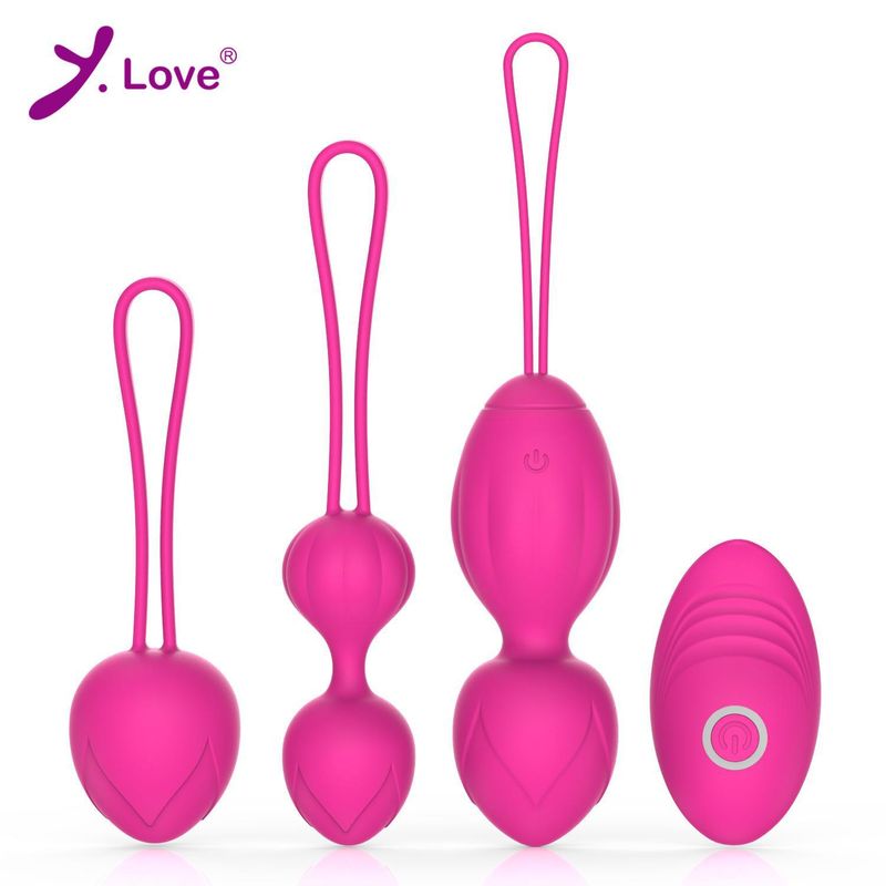 Yanai Full Silicone Kegel 2-in-1 Training Ball Vaginal Muscle Recovery Elasticity Remote Control Vibrator Four-Piece Set_voghion.com