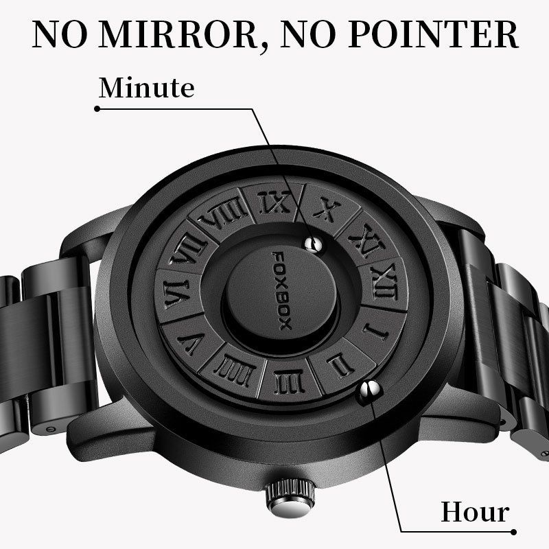 FOXBOX Lige FB0047 Cool Magnetic Levitation Watch Men's Black Technology Sense Creative Personality Concept Wristwatch_voghion.com