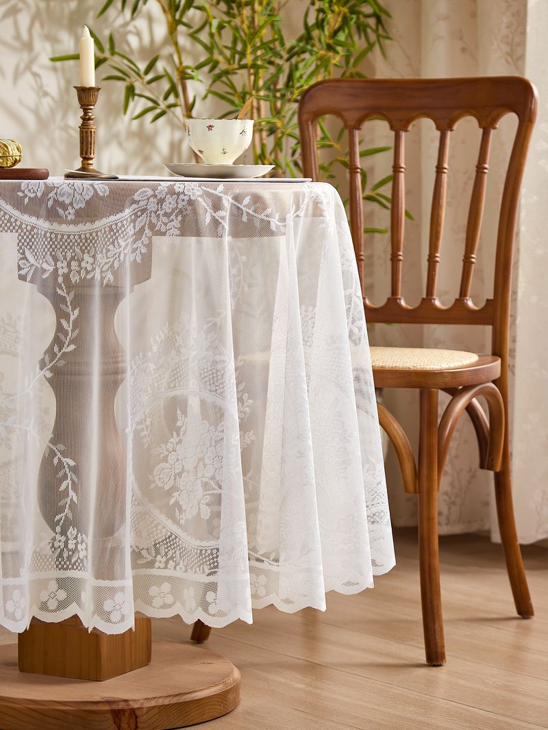 Nappe florale vintage - Housse de table ronde et rectangulaire antidérapante et résistante à la chaleur, tissu polyester lavable pour tables à manger et tables basses_voghion.com