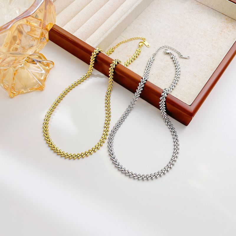 Collana con catena cubana a spiga di grano, stile autunno inverno, moda, minimalista, trendy, versatile e personale._voghion.com
