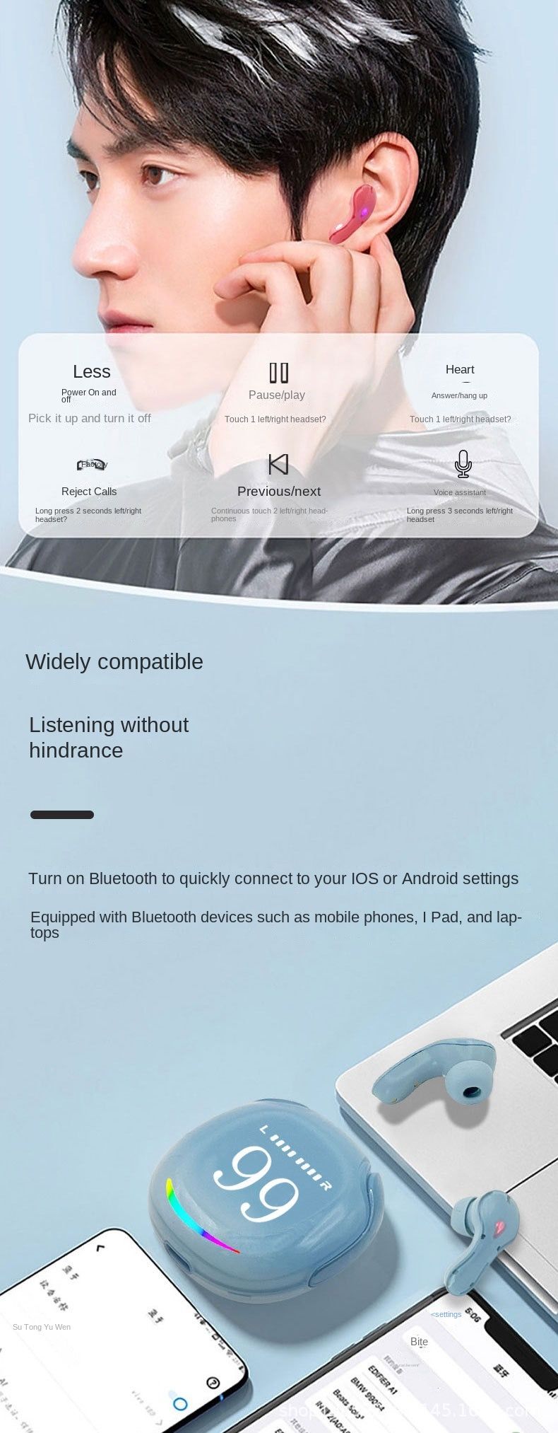 Visokokvalitetne bežične Bluetooth slušalice s ultra dugim vijekom trajanja baterije, prozirnim digitalnim zaslonom za poslovni telefon_voghion.com