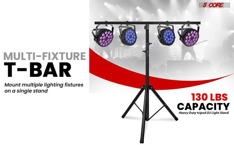 5 Core DJ Light Stand Height Adjustable 39-100" Heavy Duty Tripod Stage Lights Stands W Light T Bar_voghion.com