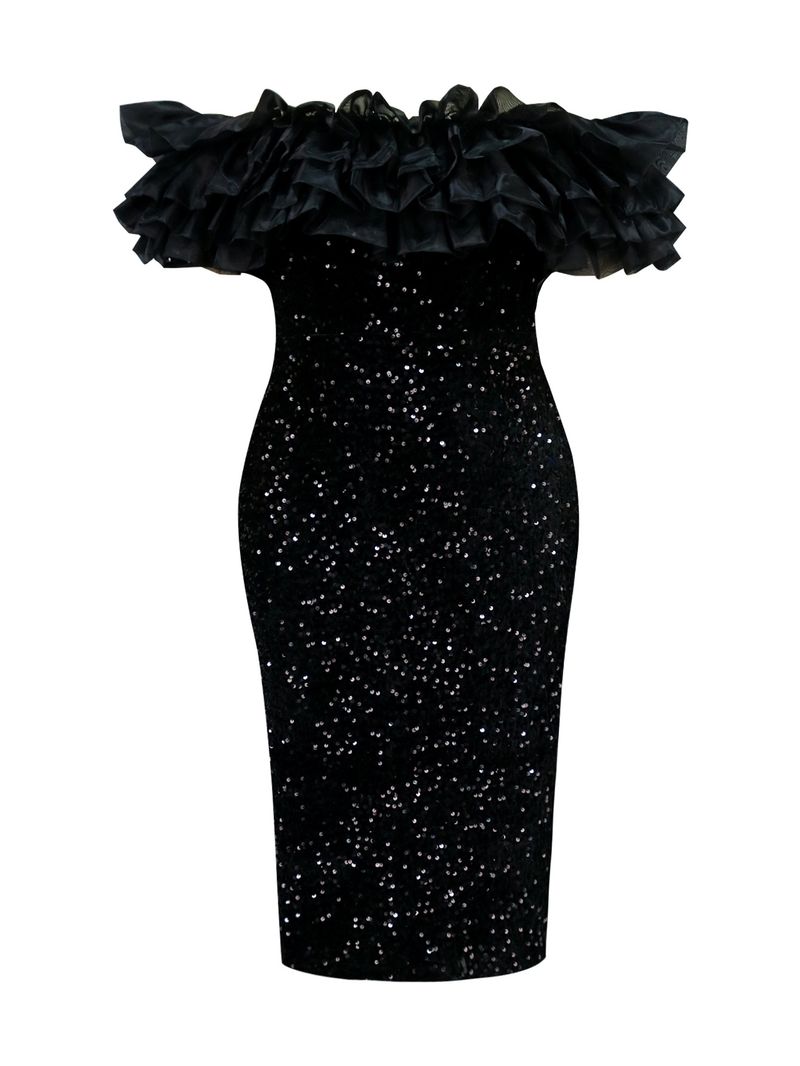 Abito da donna con paillettes in rete. Abito da festa_voghion.com