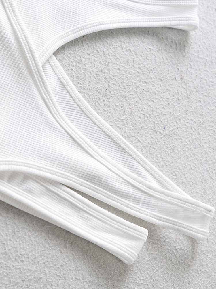 Canotta corta a due pezzi con spalline diagonali e tinta unita, stile blogger nudo e sexy_voghion.com